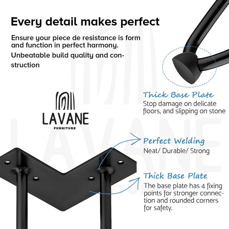 La Vane 6 inch Hairpin Table Legs (4-Pack), 15cm Mid-Century Modern Metal Furniture Legs for Coffee Table, Desk, Cabinet, TV Stand, Bench - with Screws & Floor Protectors - Image 5